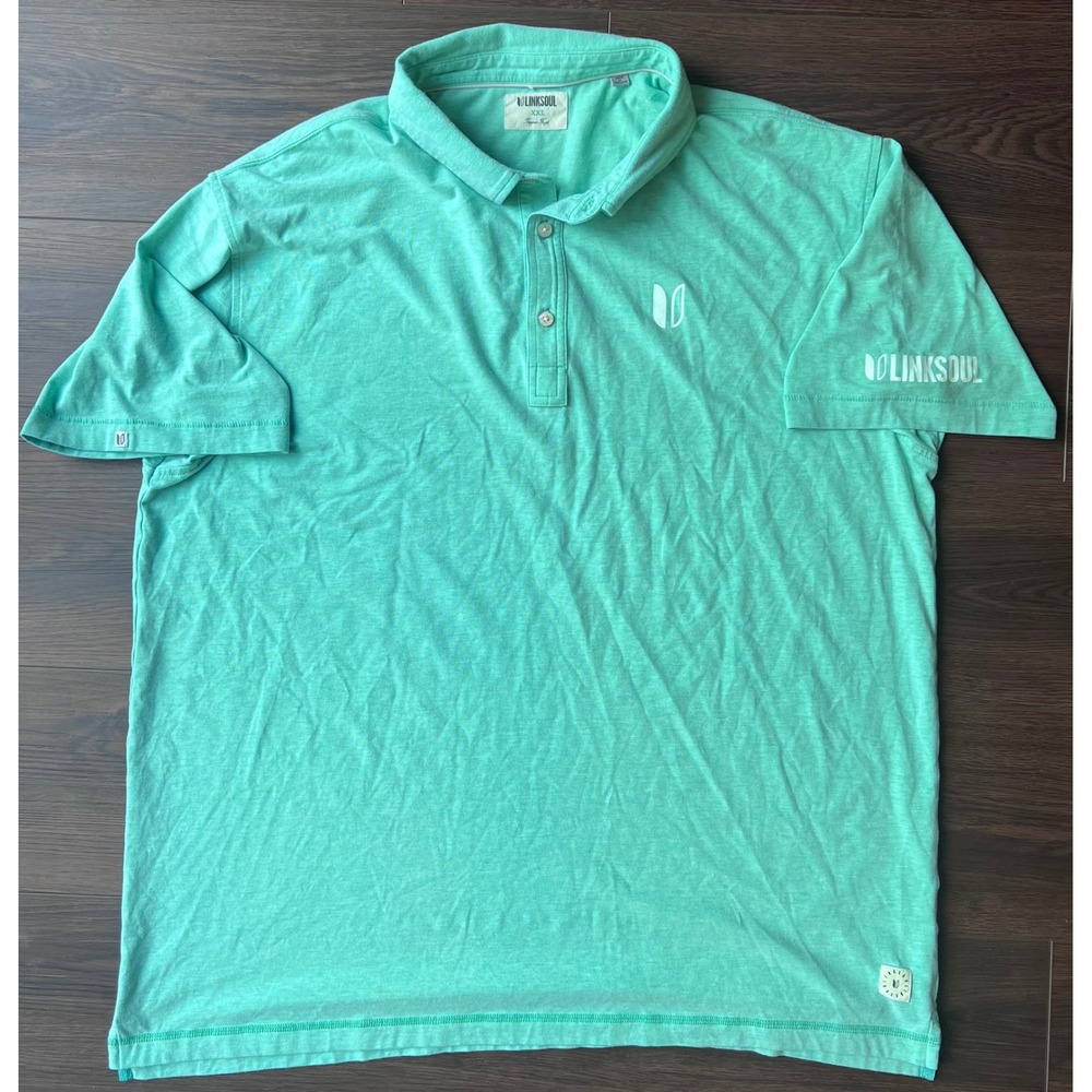 Linksoul Mens XXL Tempus Fugit Golf Polo Shirt Seafoam Green Heather SS